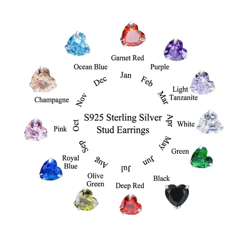 S925 Sterling Silver Heart Stud Earrings For Women Multi Color Rhinestone Minimalist Tiny Delicate Jewelry Ear Accessory