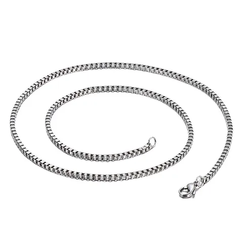 Box Chain Necklace Stainless Steel Venetian Link Minimalist Clavicle Accessory For Men Women Versatile Jewelry