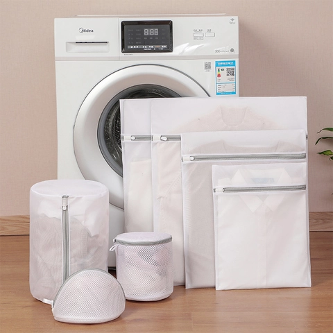Laundry Wash Bag Polyester Mesh Reusable Zippered Fine Coarse Net Household Washing Machine Protection Printed Underwear Bra