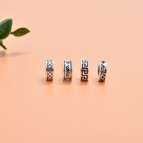 Vintage Σκαλιστές Χάντρες Διαχωριστικά 925 Ασήμι Sterling Ρετρό Γεωμετρικό Μοτίβο Χάντρες Για DIY Βραχιόλι Κολιέ Κοσμήματα