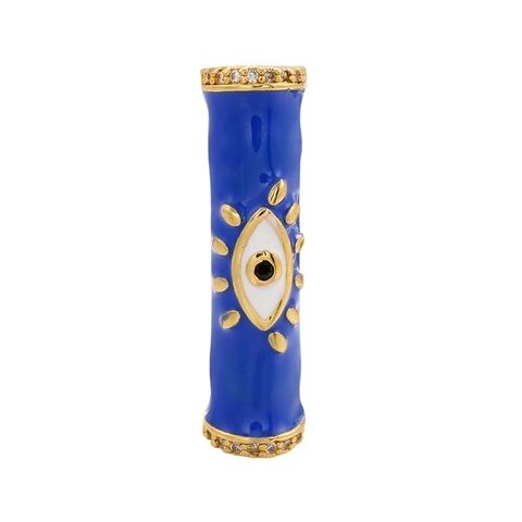 Perle A Tubo Curvo Malocchio Ottone Placcato Oro 18K Smalto Micro Pave Zirconia DIY Bracciale Collana Accessori