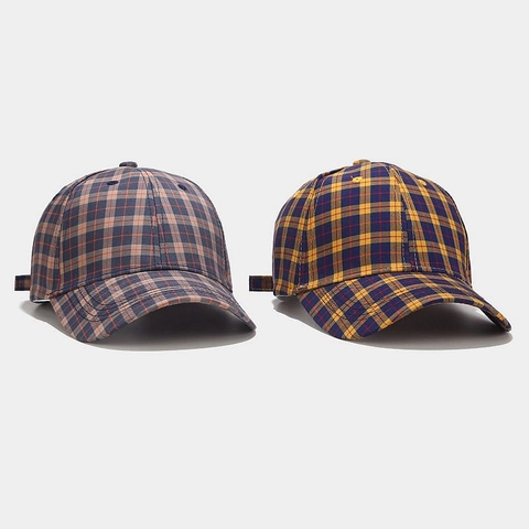 Gorra De Béisbol De Algodón A Cuadros Vintage Casual Con Visera Curva Sombrero Ajustable Para Hombre Mujer