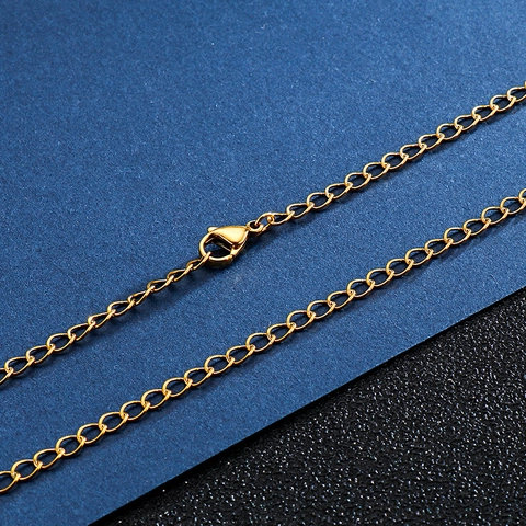 Minimalist Flat Chain Necklace Stainless Steel Gold Plated Versatile Pendant Link Accessory Jewelry Men Women