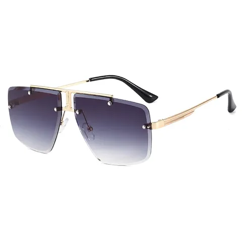 Gafas De Sol Cuadradas Sin Montura Para Mujeres Y Hombres Moda Marco De Metal Vintage UV400 Protección