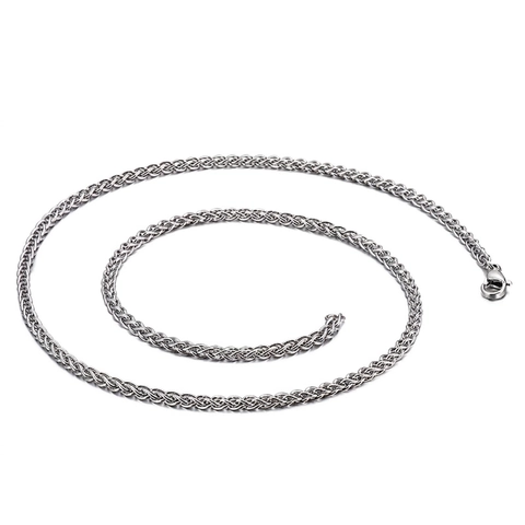 Men Chain Necklace 316L Stainless Steel Spiga Wheat Link Polished Punk Hip Hop Jewelry