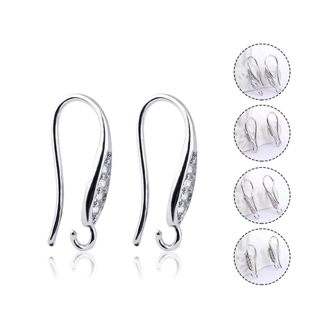 Copper Gold Silver Plated Earring Hooks DIY Jewelry Making Accessories With Rhinestone Inlaid Hollow Leaf Design Geometric Ear Wire Hooks For Women