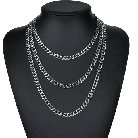 Roestvrijstalen Cubaanse Schakelketting Hip Hop Punk Gepolijste Curb Link Sieraden Voor Heren Dames