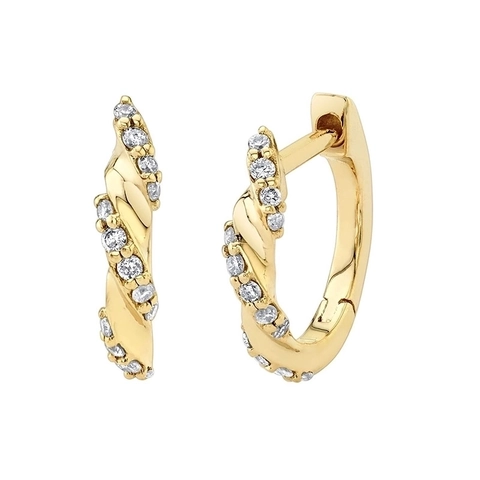 Orecchini a Cerchio Geometrici con Zirconia Rotante Intarsiata Perno in Argento Sterling 925 Fibbia per Orecchio Donna