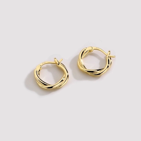 Orecchini A Cerchio Intrecciati Con Perno In Argento Sterling 925 Gioielli Retrò In Rame Geometrici Testurizzati Per Donna