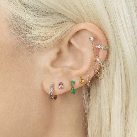 Teardrop Zircon Stud Earrings With 925 Sterling Silver Earring Post Copper Colorful Pear Shaped Jewelry For Women
