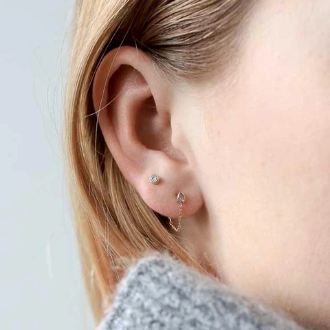 Orecchini a Goccia in Zirconia Colorata Con Perno in Argento Sterling 925 per Donna Orecchini a Catena in Rame Stile Punk