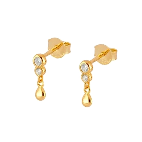 Minimalist Copper Teardrop Stud Earrings With 925 Sterling Silver Earring Post Zirconia Inlaid Fashion Jewelry For Women
