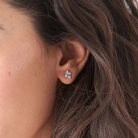 Boucles D'oreilles Puces Géométriques En Zircon Avec Tige En Argent Sterling 925 Base En Cuivre Bijoux Étincelants