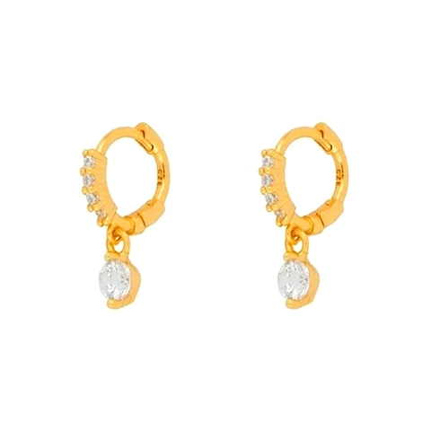 Orecchini a Cerchio Huggie con Perno in Argento Sterling 925 a Goccia d'Acqua Zirconia Oro Argento Gioielli da Donna