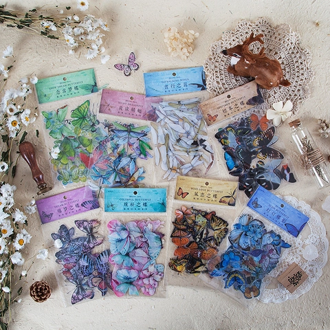 Adesivi In PET Farfalla Libellula Vintage Trasparenti Impermeabili Decalcomanie Decorative Per Scrapbooking Diario Ufficio