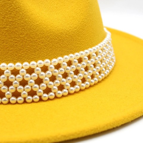 Cappello Fedora Vintage In Feltro Da Donna Con Elegante Fascia Di Künstliche Perle Cappello Da Jazz A Tesa Larga Per Feste