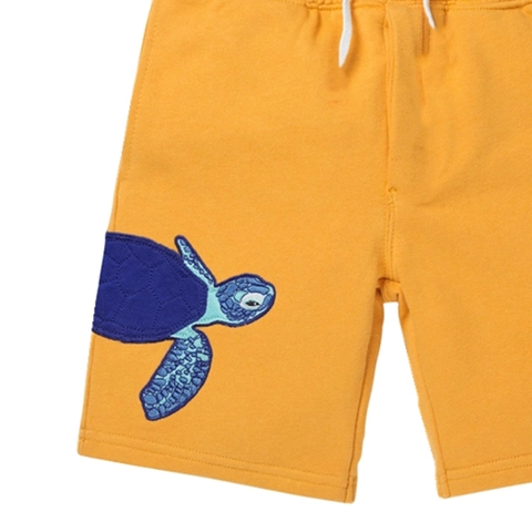 Kinder Jungen Mädchen Baumwolle Shorts Sommer Lässig Hellgelb Schildkröte Stickerei Elastische Taille Kordelzug Atmungsaktiv