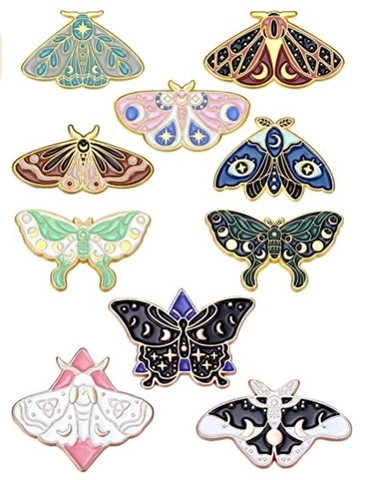Ensemble de Pins en Émail Papillon Mite Mystique Lune Étoile Céleste Broche en Alliage Géométrique Badge pour Vêtements Sac à Dos