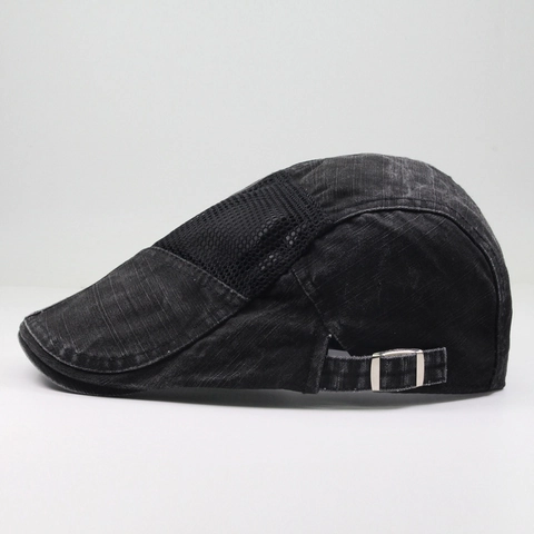 Unisex Baumwolle Netz Patchwork Baskenmütze Atmungsaktiv Verstellbare Schirmmütze Casual Outdoor Sonnenschutz Flacher Kopf Künstler Hut