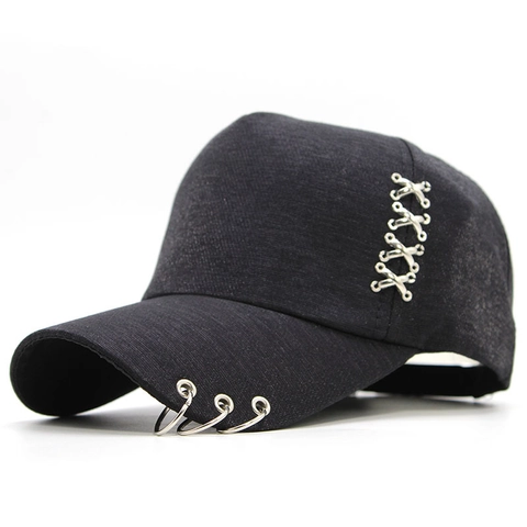 Baseballpet Katoen Met Metalen Ringen En Kruisgespen Streetwear Punk Hip Hop Zonbescherming Verstelbaar