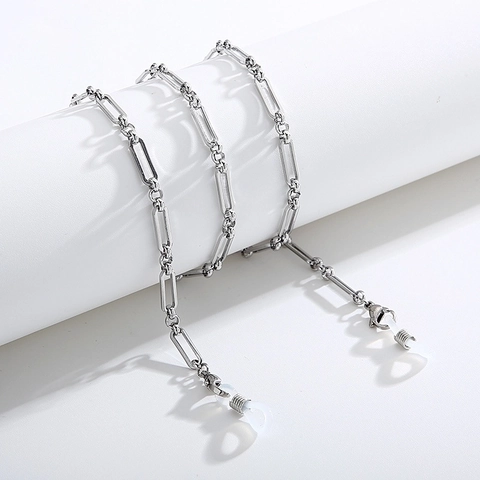 Glasses Chain Titanium Steel Rectangular Paperclip Link Eyeglass Strap Anti Slip Sunglasses Lanyard Fashion Jewelry