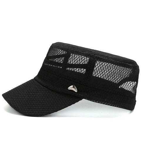 Cappello Cadet In Rete Da Uomo Traspirante Protezione Solare Flat Top Stile Militare Regolabile All'aperto Estate