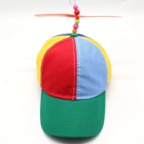 Chapeau À Hélice Pour Enfants Casquette De Baseball En Coton Patchwork Avec Rotor Rotatif Perles Colorées Accessoire De Plein Air