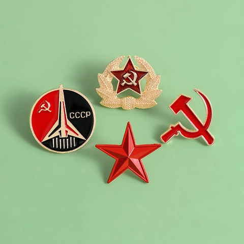 Spille da Balia Unione Sovietica CCCP Stella Rossa Falce e Martello Spilla Vintage Metallo Smalto Distintivi per Vestiti Cappelli
