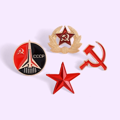 Spille da Balia Unione Sovietica CCCP Stella Rossa Falce e Martello Spilla Vintage Metallo Smalto Distintivi per Vestiti Cappelli