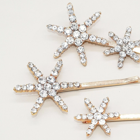 Ster Rijnsteen Haarclips Legering Glimmende Stervorm Schuifspeldjes Bruids Bruiloft Haaraccessoires Voor Vrouwen