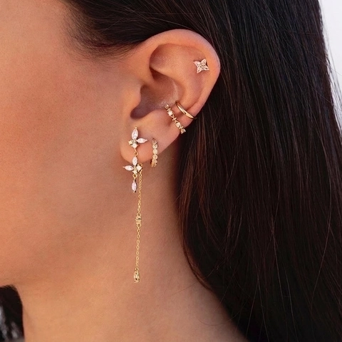 Orecchini Pendenti Farfalla Zircone Rame Con Perno In Argento Sterling 925 Catena Lunga Gioielli Eleganti Da Festa
