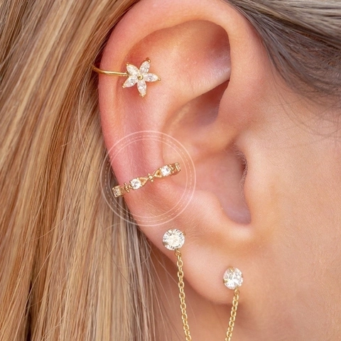 Copper Zircon Ear Cuff Non Pierced 18K Gold Plated C Shaped Clip On Earring For Women Minimalist Fashion Jewelry