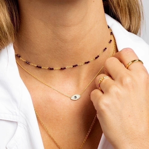 Collana Con Ciondolo Malocchio Catena In Argento S925 Ciondolo In Rame Zirconia Gioielli Per Clavicola Per Donna
