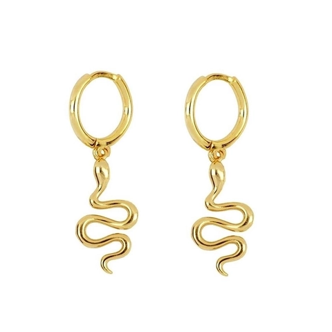 Vintage Snake Drop Hoop Earrings For Women Men 925 Sterling Silver Earring Post Copper Animal Shape Trendy Fashion Jewelry Gift