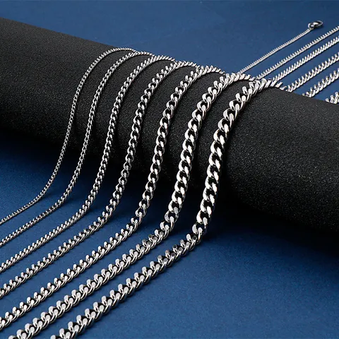 Cuban Link Chain Necklace Stainless Steel Polished Lobster Clasp Minimalist Hip Hop Punk Jewelry For Men And Women