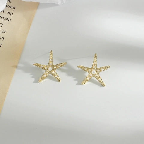 Pendientes De Estrella De Mar Aleación Oro Plata Perla Artificial Sintética Estilo Marino Joyería Para Mujer