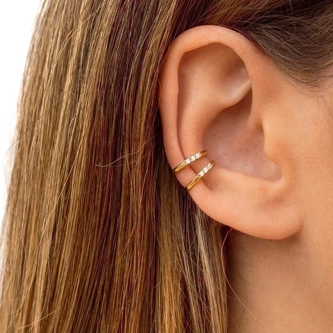 Polsino Per Orecchie Minimalista Con Zirconi A Forma Di C Senza Piercing Orecchini In Rame Gioielli Per Donna