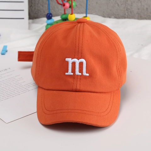 Cotton Kids Baseball Cap M Letter Embroidery Sun Protection Breathable Adjustable Peaked Hat For Toddlers Boys Girls