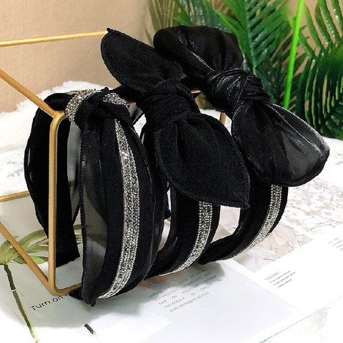 Polka Dot Rhinestone Knot Headband Fabric Twisted Hair Hoop Elegant Stylish Hairband Fashion Headwear For Women
