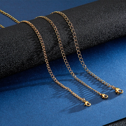 Minimalist Stainless Steel Curb Chain Necklace Gold Plated Simple Link Chain For Men Women Unisex Jewelry