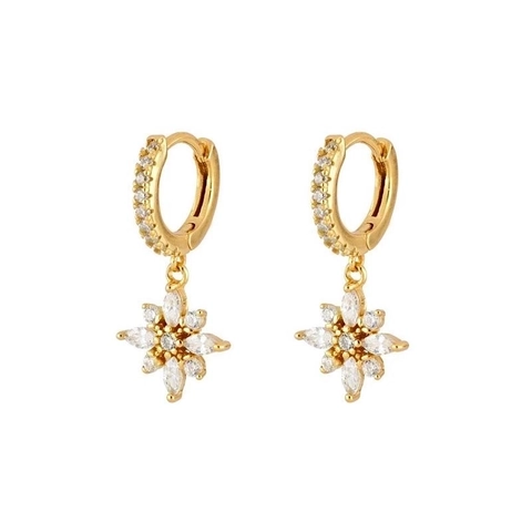 Luxus Kupfer Zirkonia Blume Stern Ohrringe Mit 925 Sterlingsilber Ohrstecker-Stift Für Damen Mode Schmuck Ohrringe