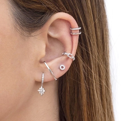 Luxus Kupfer Zirkonia Blume Stern Ohrringe Mit 925 Sterlingsilber Ohrstecker-Stift Für Damen Mode Schmuck Ohrringe