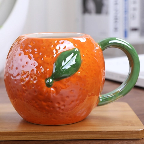 Ceramic Fruit Shaped Mug Novelty Vegetable Design Pumpkin Strawberry Pineapple Grape Coffee Cup Hand Painted Drinkware