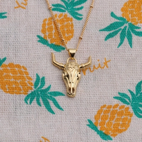 Collana Con Ciondolo In Rame Con Forma Di Toro Elefante Micro Pavè Zircone Pietra Preziosa Colorata Stile Bohemien Western Per Donne