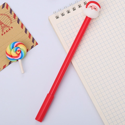 Stylos Gel De Noël Dessin Animé Père Noël Renne Silicone Plastique Écriture Douce Encre Noire Fournitures De Bureau