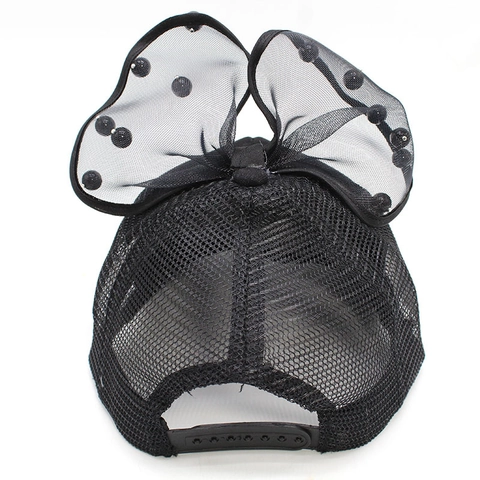 Cappello Da Baseball Per Bambine Rete Traspirante Cappello Da Sole Fiocco Grande Künstliche Perle Principessa Dolce