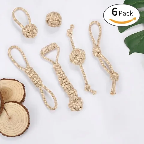 Jouets À Mâcher En Corde De Coton Pour Chiens Nœud Tressé Nettoyage Des Dents Résistant Aux Morsures Naturel Pour Chiens De Toutes Tailles