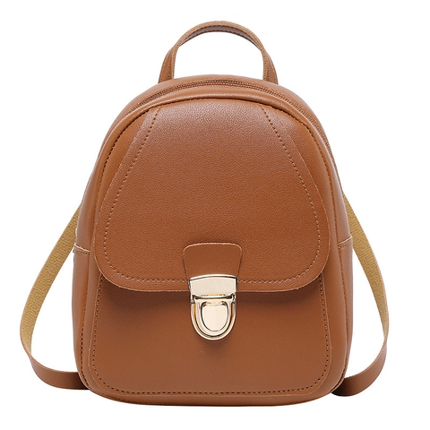 Mini Backpack For Women PU Leather Lock Buckle Casual Small Shoulder Crossbody Bag With Headphone Hole Trendy