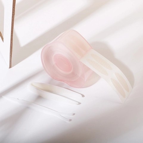 Watergeactiveerde Dubbele Ooglidtape Kant Mesh Onzichtbaar Natuurlijk Mat Ademend Make-up Tool Met Vork En Pincet