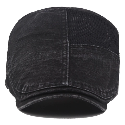 Casquette Newsboy En Coton Lavé Et Mesh Respirant Casquette Plate Vintage Pour L Été De Plein Air Ajustable